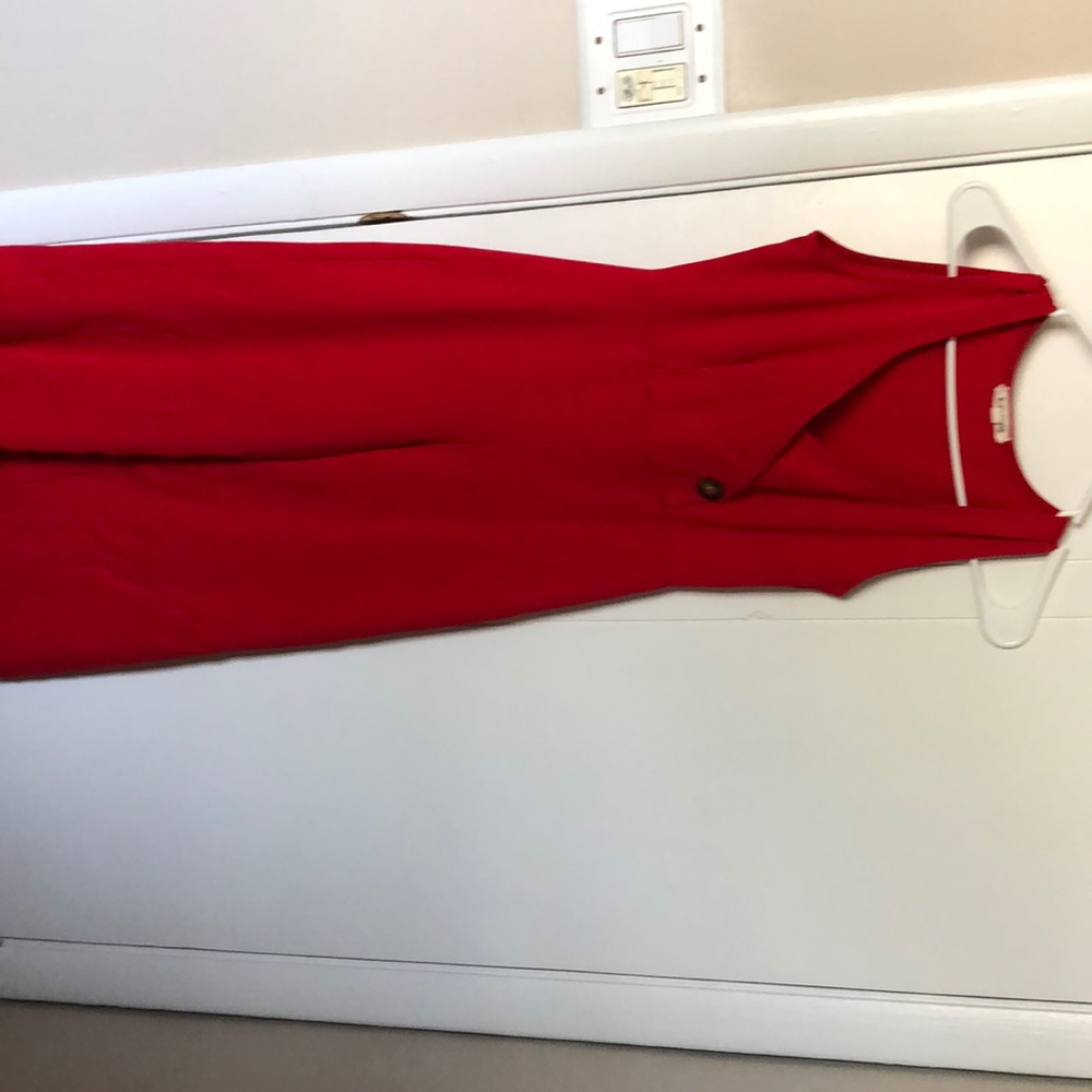 Red wide leg jumpsuit